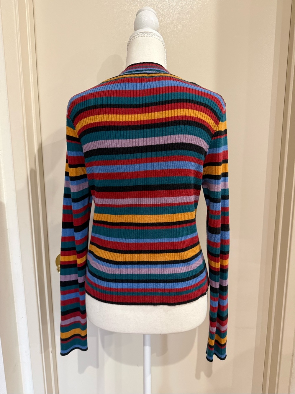 Primark Multi-Color Striped Ribbed Long Sleeve Top - Picture 4 of 8